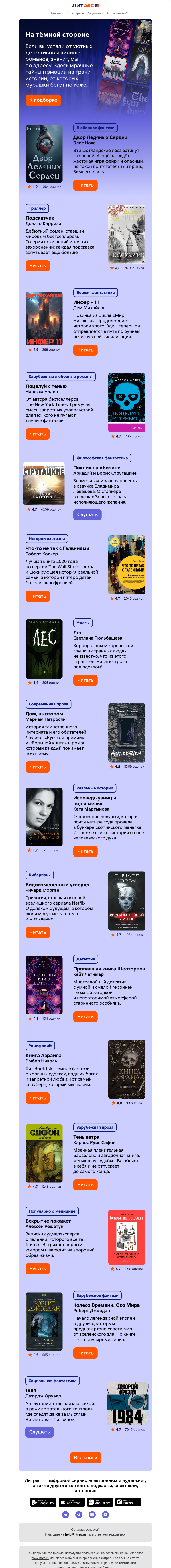 Письмо компании «Литрес» на тему «В чёрной-чёрной комнате…»