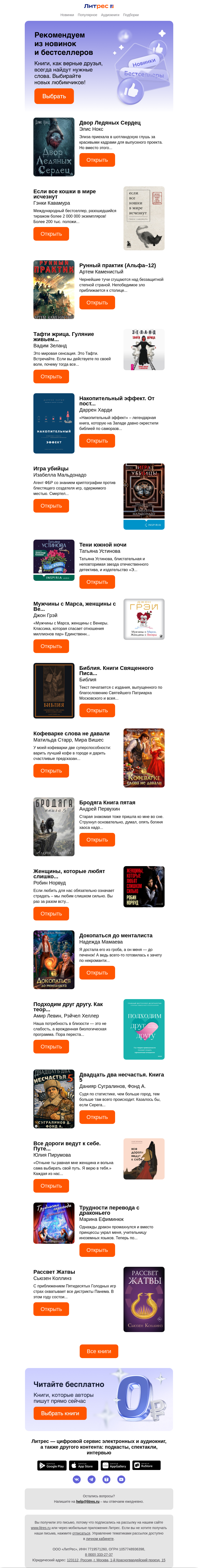 Письмо компании «Литрес» на тему «Книжные тренды»