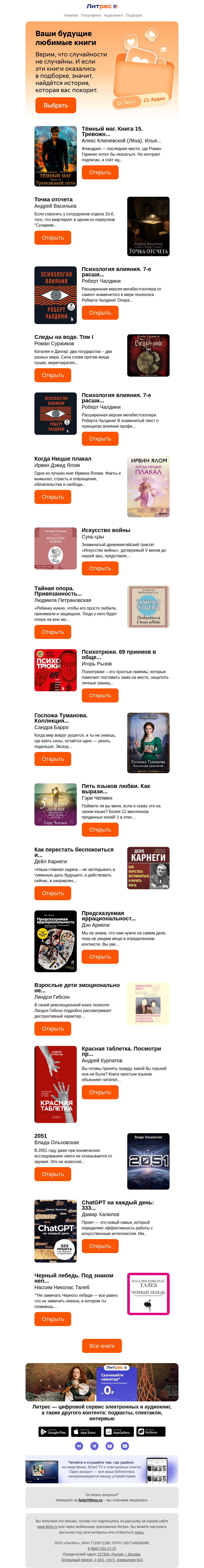 Письмо компании «Литрес» на тему «Смотрите, что нашли!»