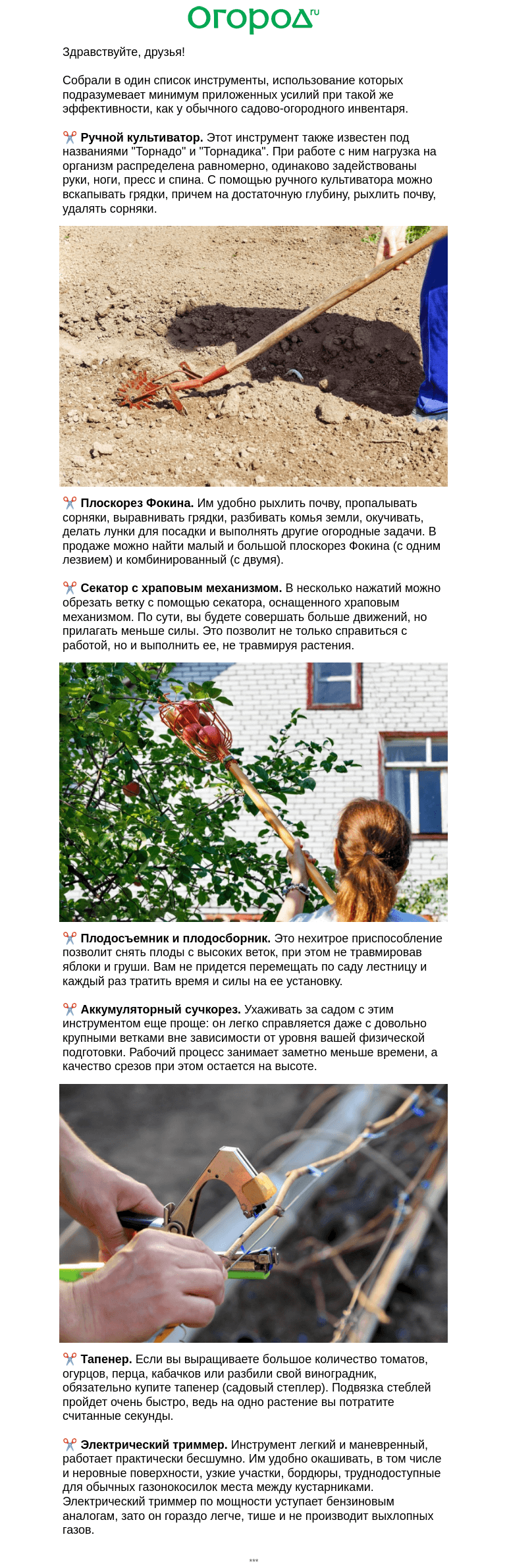 Письмо компании «Огород.ru» на тему «💡 Чем заменить мужчину... на даче?»