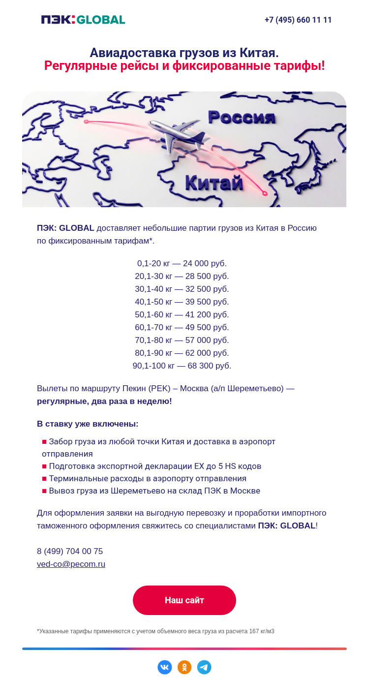 Письмо компании «ПЭК» на тему «Авиадоставка ✈️»