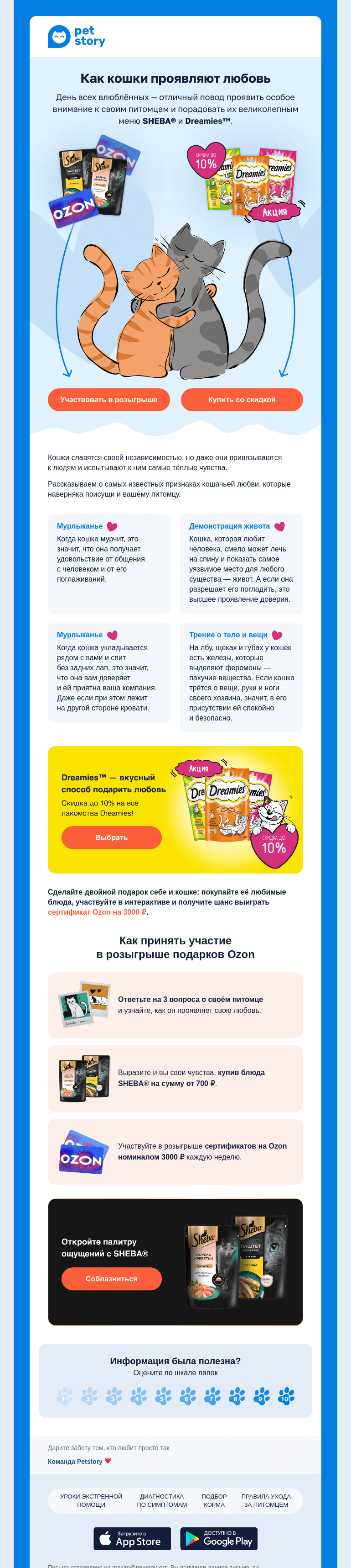 Письмо компании «Petstory» на тему «❤️🐾 Проявите особое внимание к своей кошке»