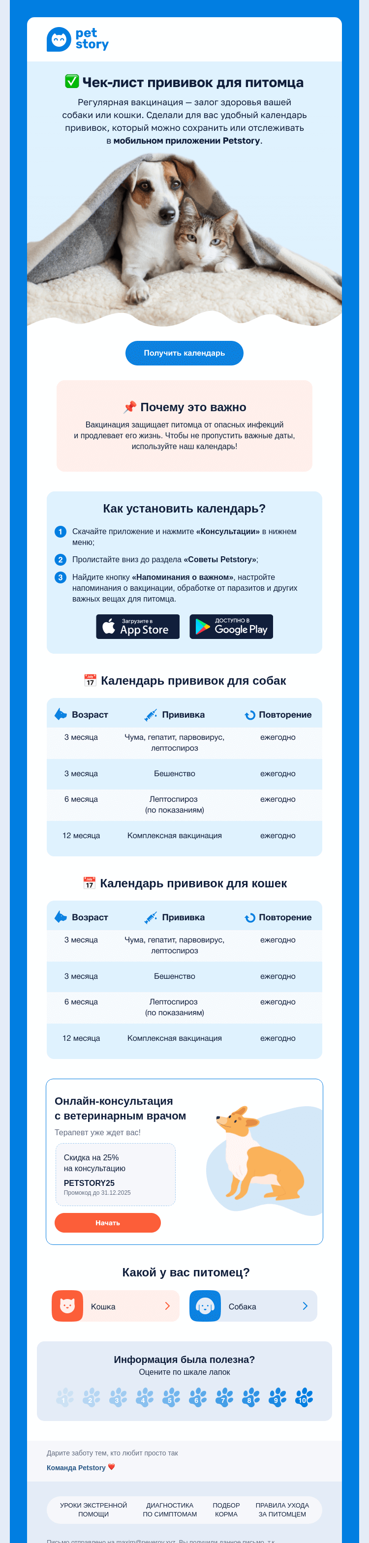 Письмо компании «Petstory» на тему «Здоровье питомца под контролем ✅»