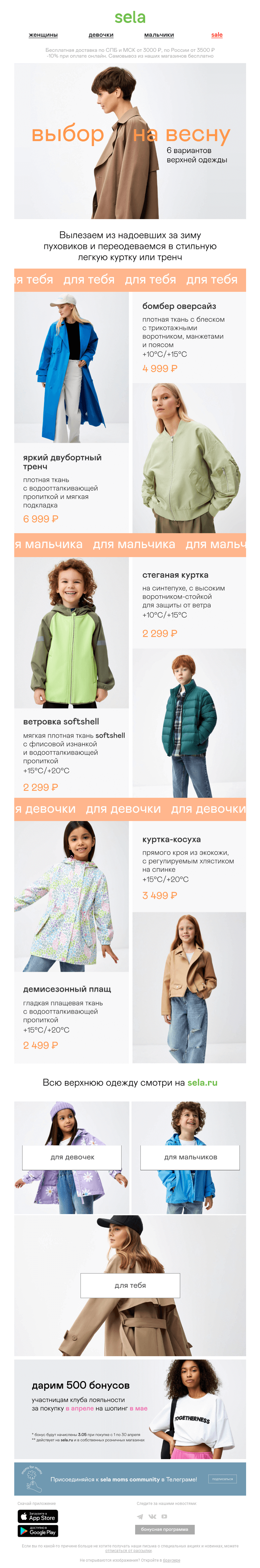 Письмо компании «sela» на тему «😉 6 вариантов верхней одежды»