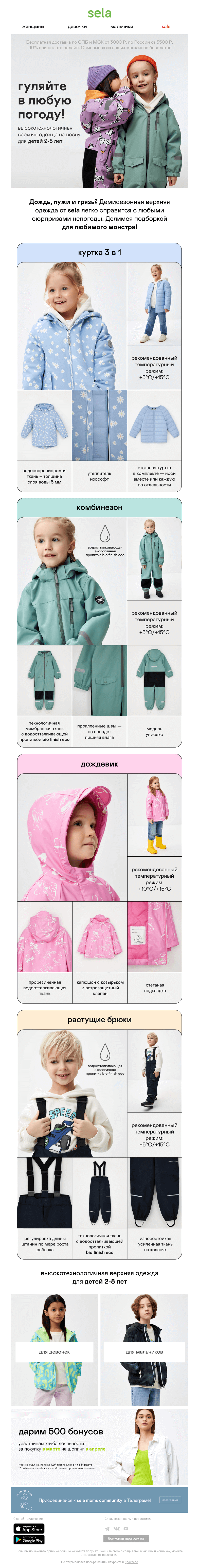 Письмо компании «sela» на тему «☂️ Гуляйте в любую погоду!»
