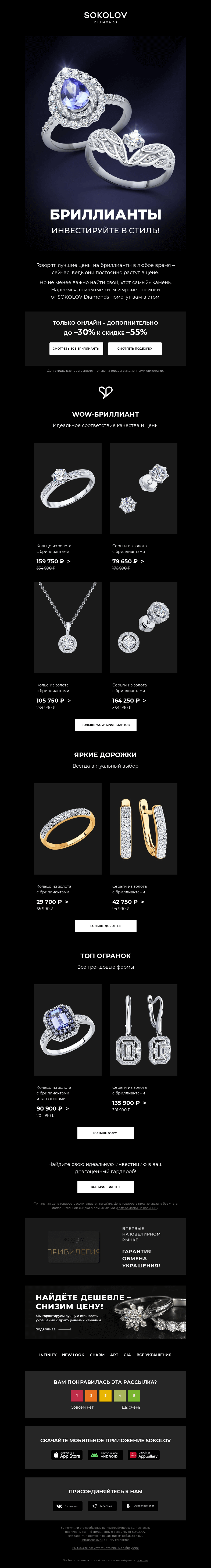 Письмо компании «SOKOLOV» на тему «Бриллиантовые инвестиции 💎 SOKOLOV Diamonds»