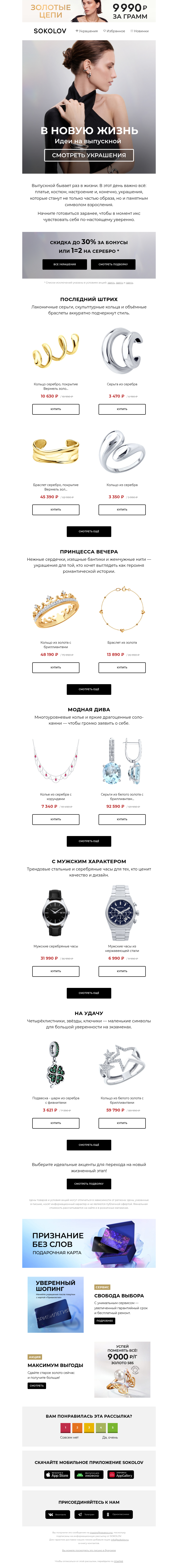 Письмо компании «SOKOLOV» на тему «🎓💍 Идеи на выпускной»