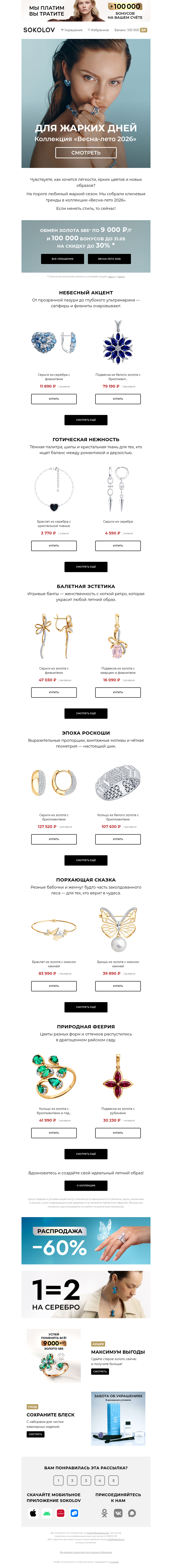 Письмо компании «SOKOLOV» на тему «🌊 Жаркие тренды»