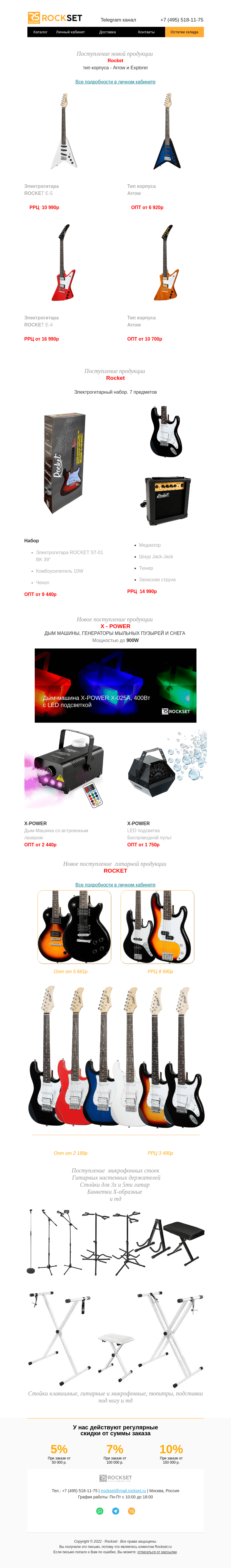 Письмо компании «RockSet» на тему «Поступление электрогитар Rocket»