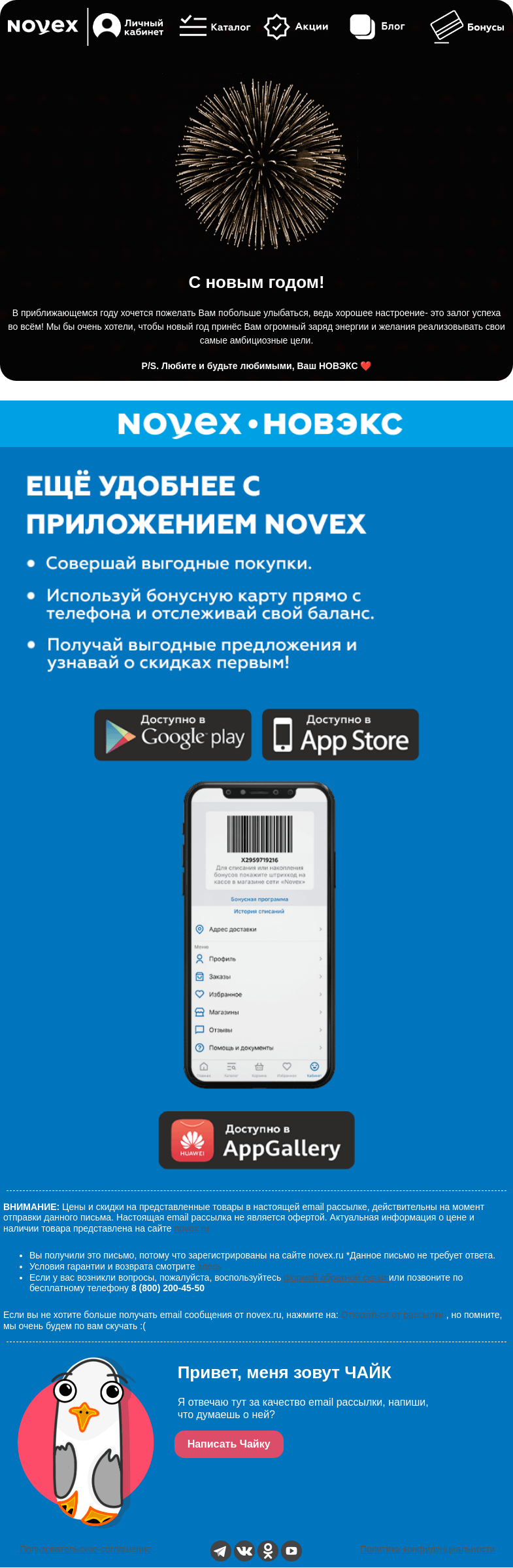 Письмо компании «NOVEX» на тему «С НОВЫМ 2023 ГОДОМ 🎉»