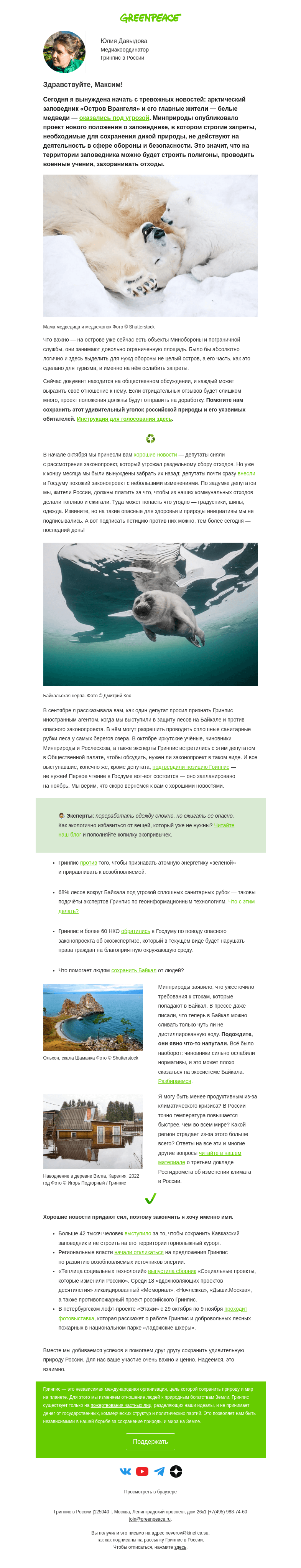 Письмо компании «Гринпис» на тему «Сжечь, вырубить, застроить»