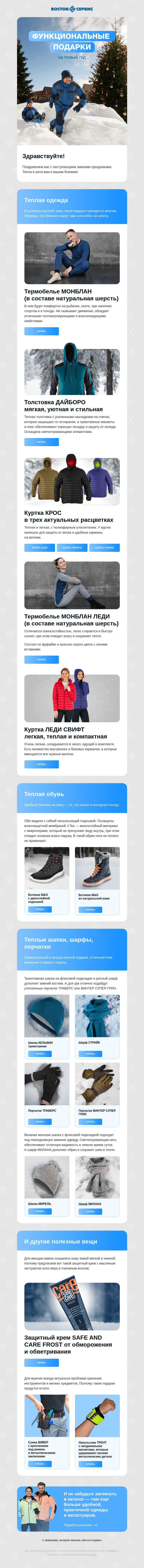 Письмо компании «Восток-Сервис» на тему «Идеи новогодних подарков»