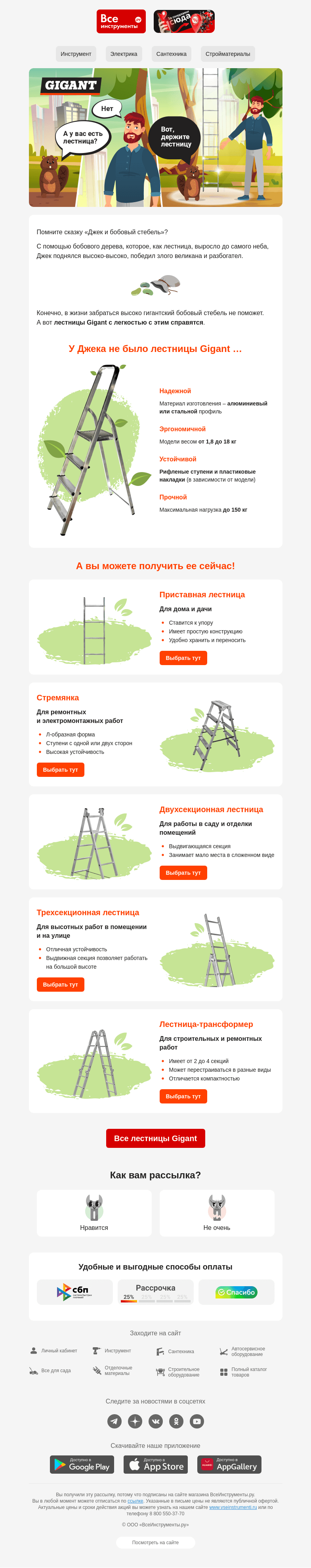 Письмо компании «ВсеИнструменты.ру» на тему «🌱 Не будьте как Джек – возьмите лестницу»
