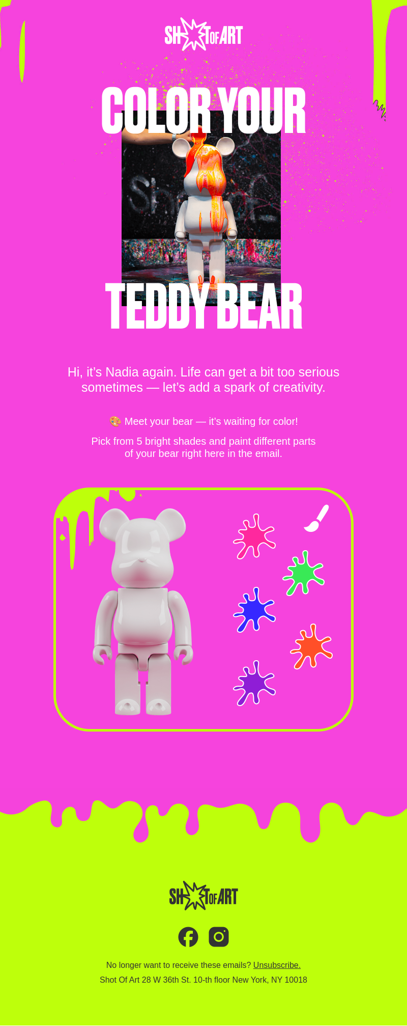 Письмо компании «Shot Of Art» на тему «Wanna color your bear?»