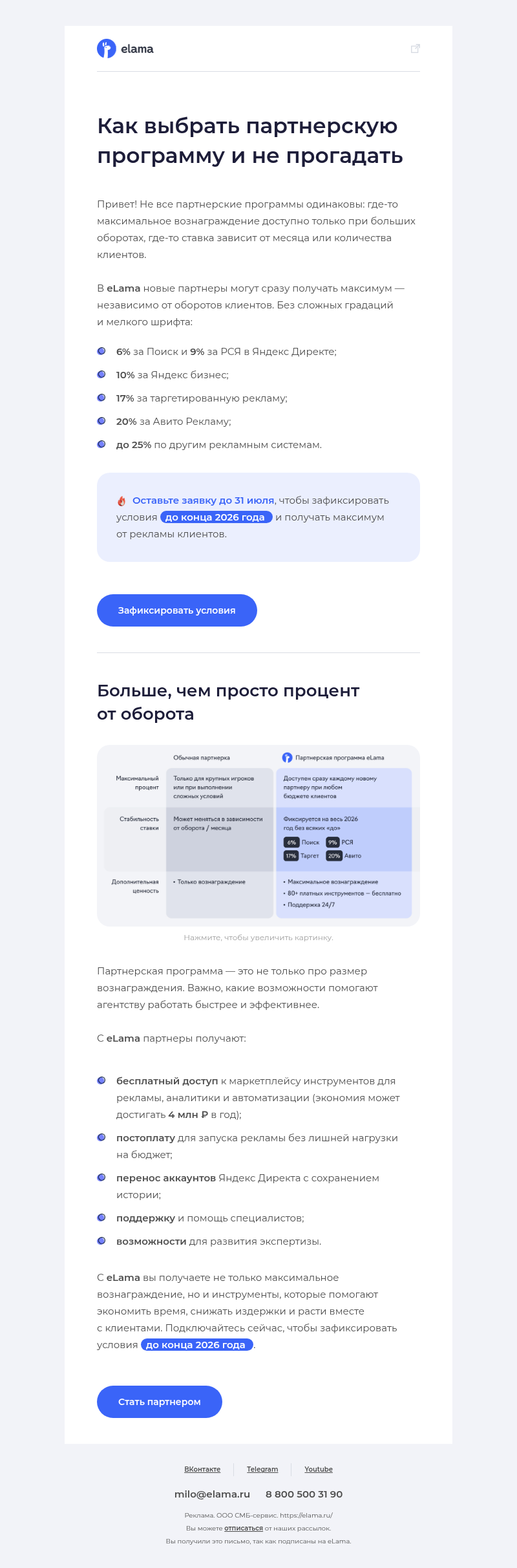 Письмо компании «Elama» на тему «❗️ Не все партнерские программы одинаковы»