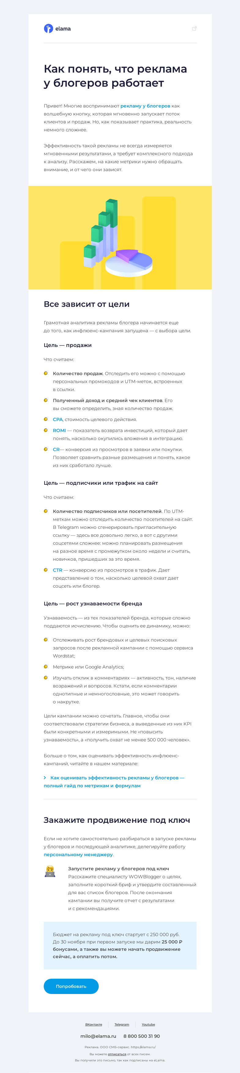 Письмо компании «Elama» на тему «Попугаями или мартышками 🙊»