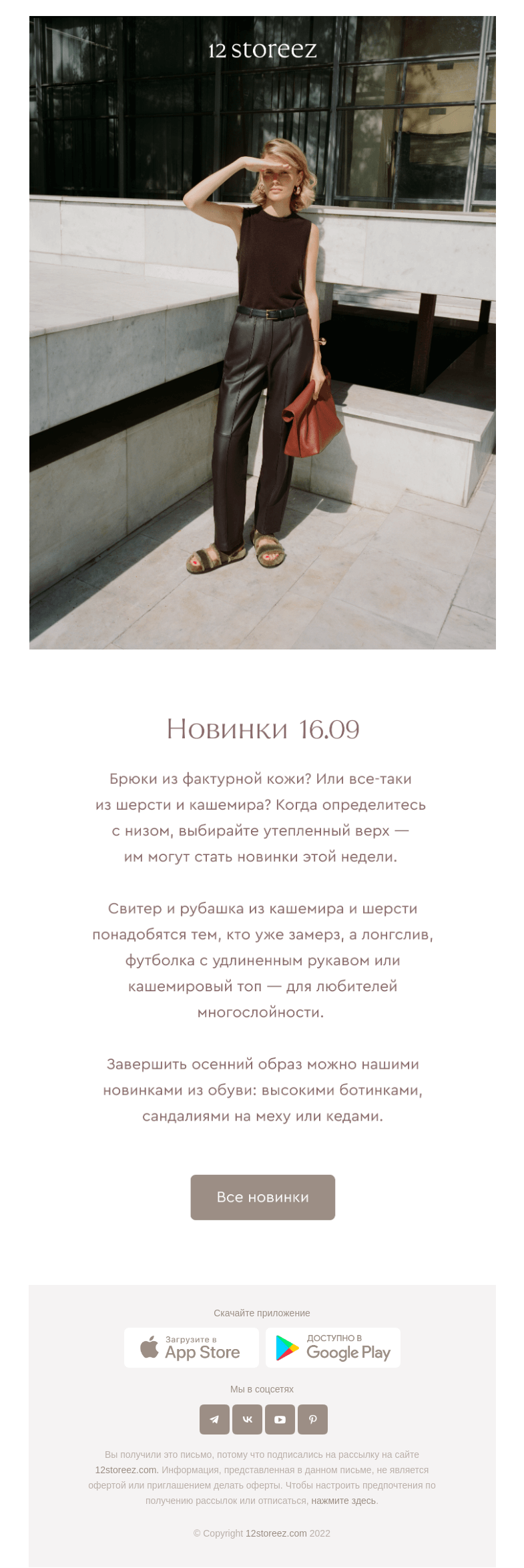 Письмо компании «12 STOREEZ» на тему «36 новинок недели»