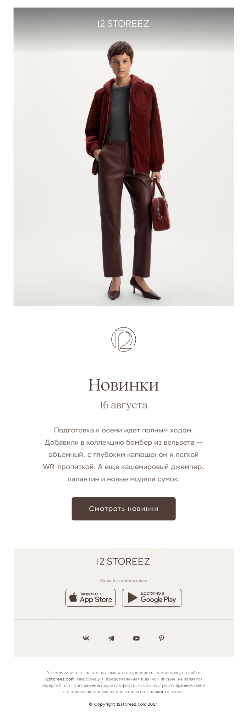 Письмо компании «12 STOREEZ» на тему «30 новинок недели»