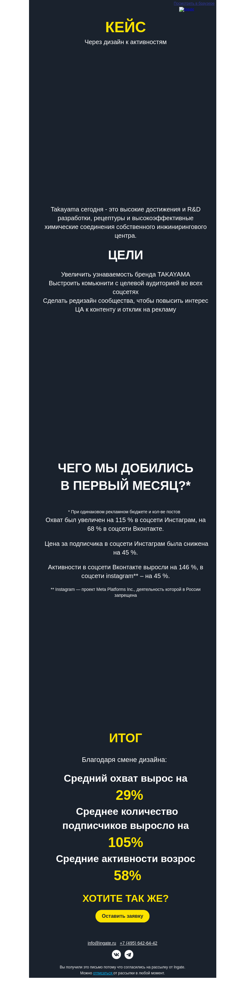 Письмо компании «Ingate» на тему «Увеличиваем конверсию ваших продаж с помощью дизайна»