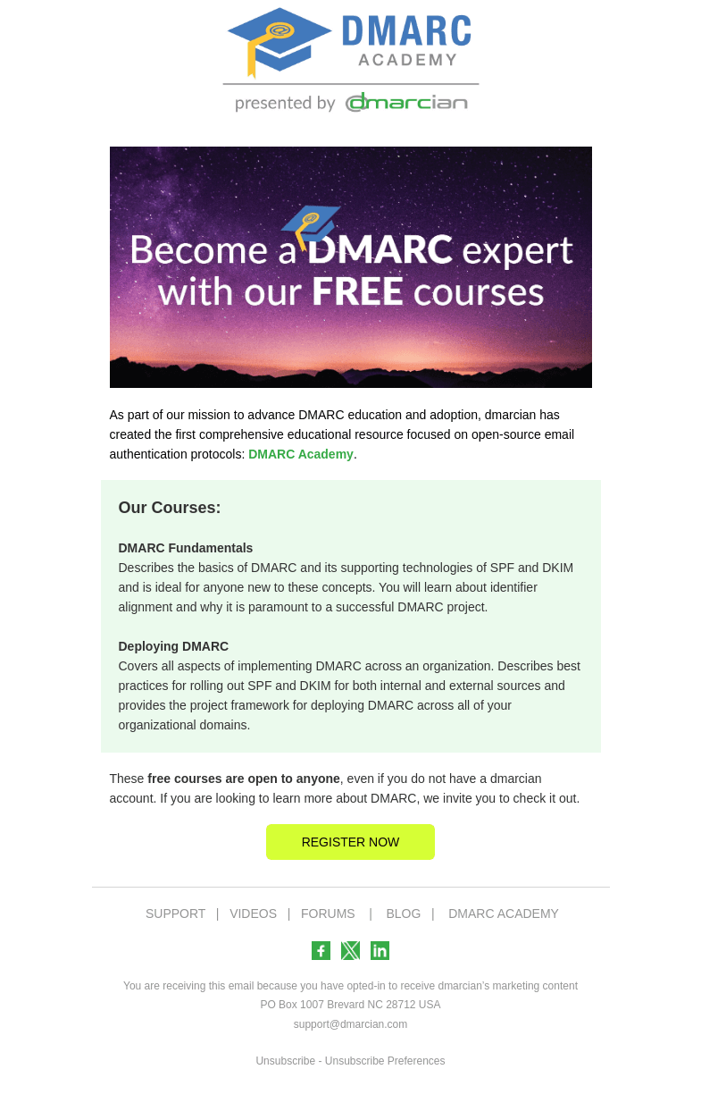 Письмо компании «dmarcian» на тему «Expand your DMARC knowledge»