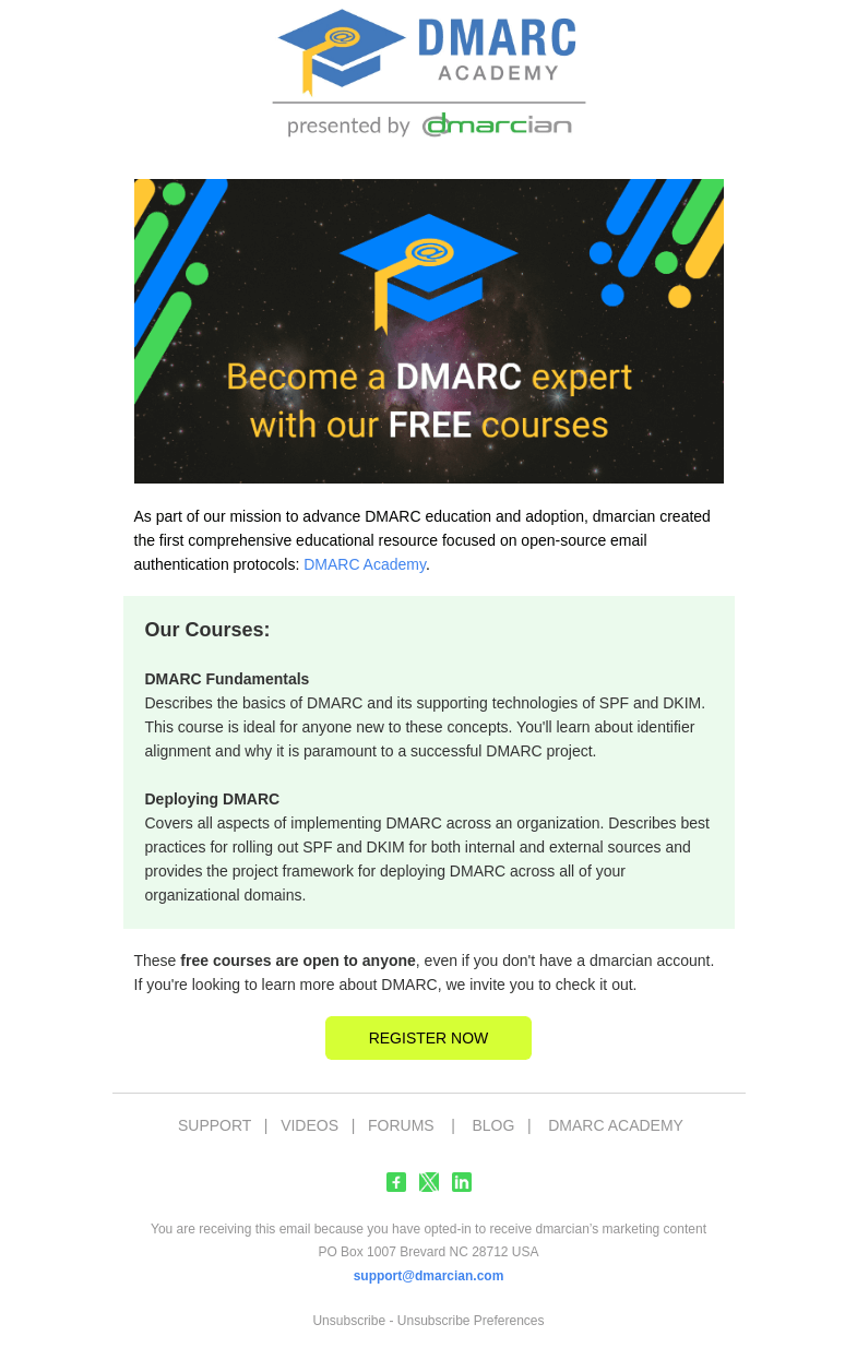 Письмо компании «dmarcian» на тему «Expand your DMARC knowledge»