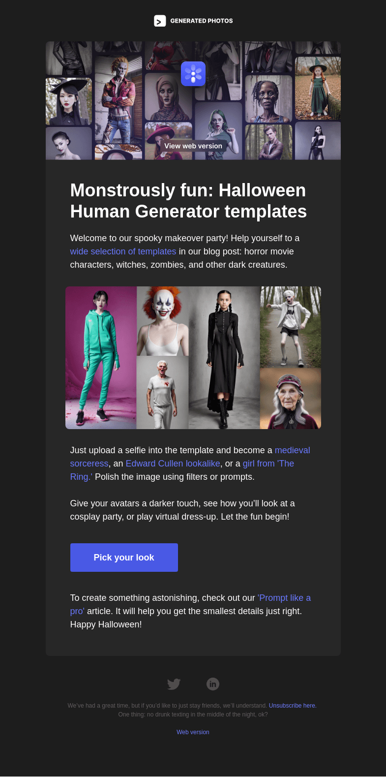 Письмо компании «Generated Photos» на тему «Human Generator makeover party 😈»
