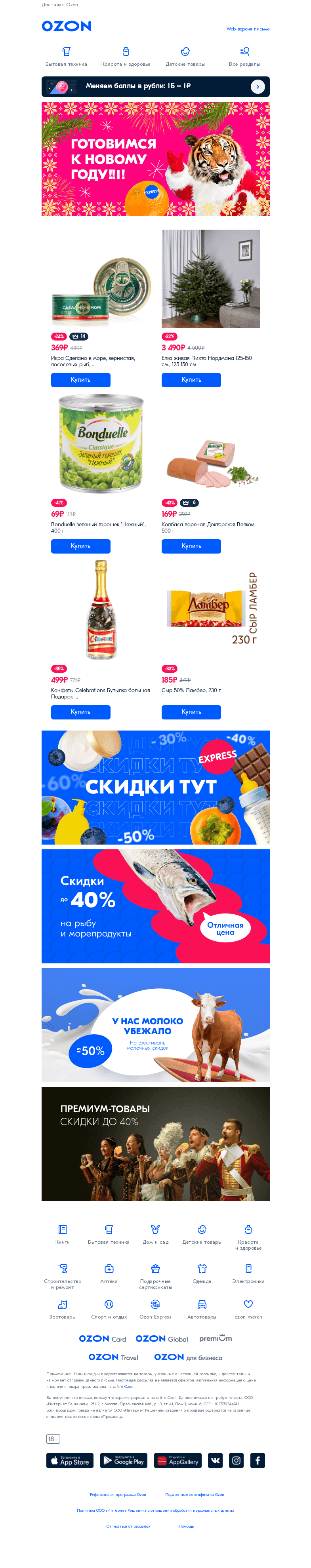 Письмо компании «Ozon» на тему «Всё, что нужно к Новому году!🎄»