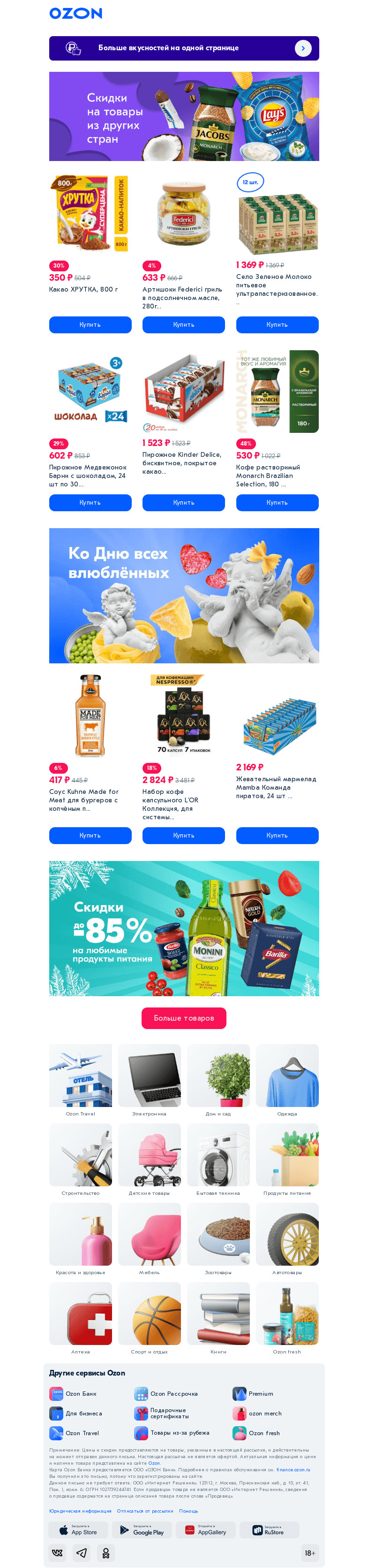 Письмо компании «Ozon» на тему «Вкусности из-за рубежа»
