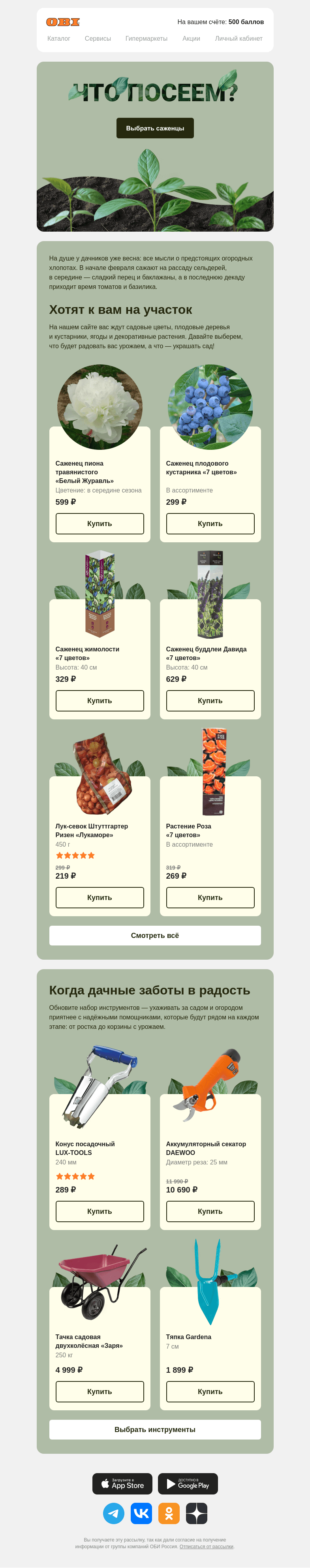 Письмо компании «OBI» на тему «Февраль — время рассады»