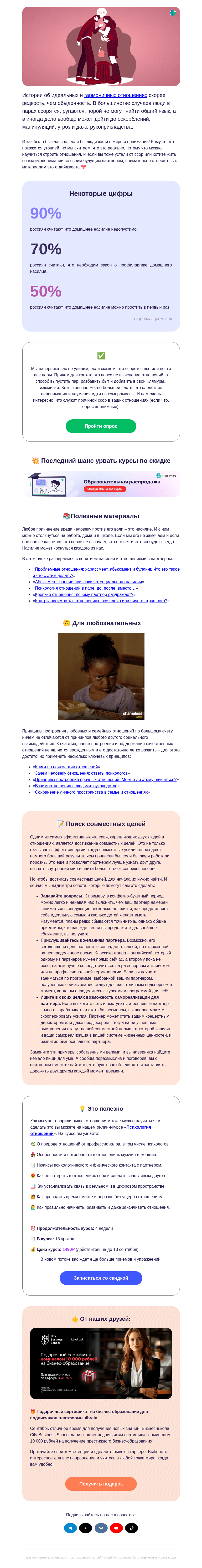 Письмо компании «4Brain» на тему «💔💑 Нормально ли ссориться?»