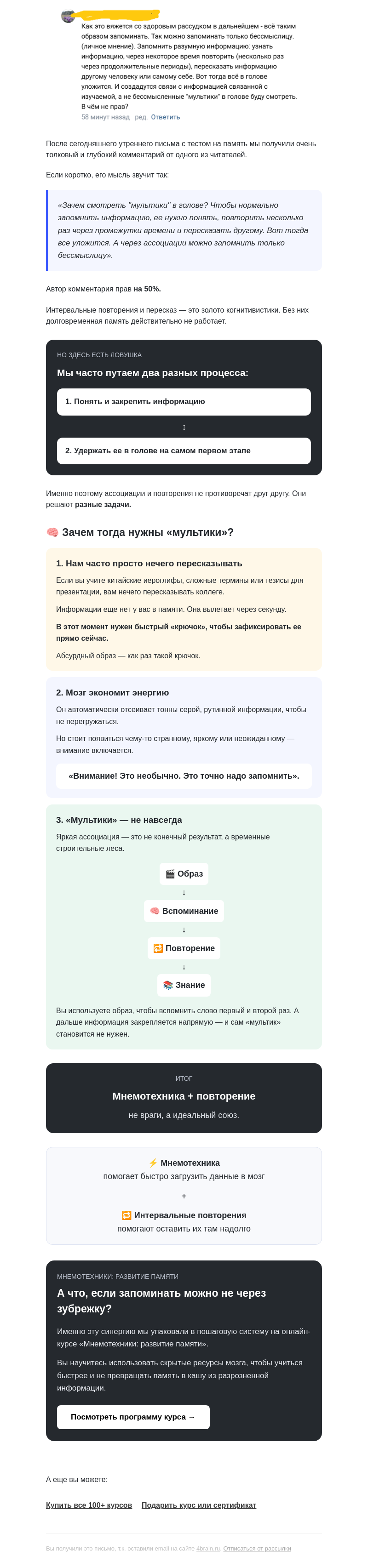 Письмо компании «4Brain» на тему «🐘🎸 К вопросу об утреннем слоне и гитаре...»