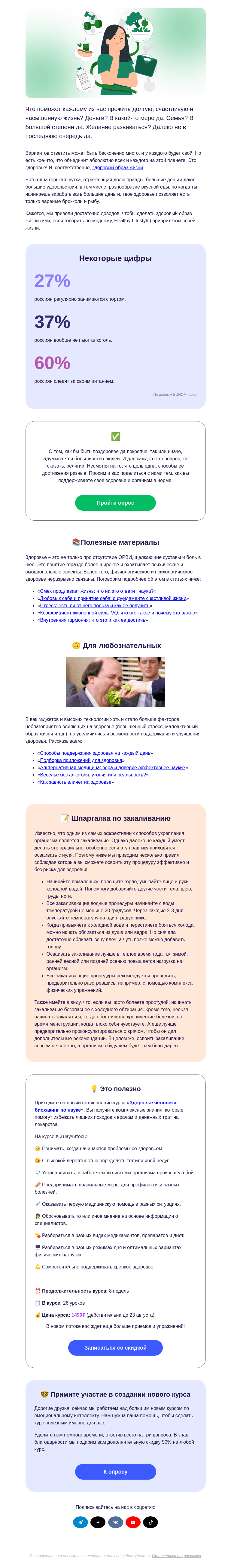 Письмо компании «4Brain» на тему «🦒🥦 Healthy Lifestyle: что за зверь такой?»