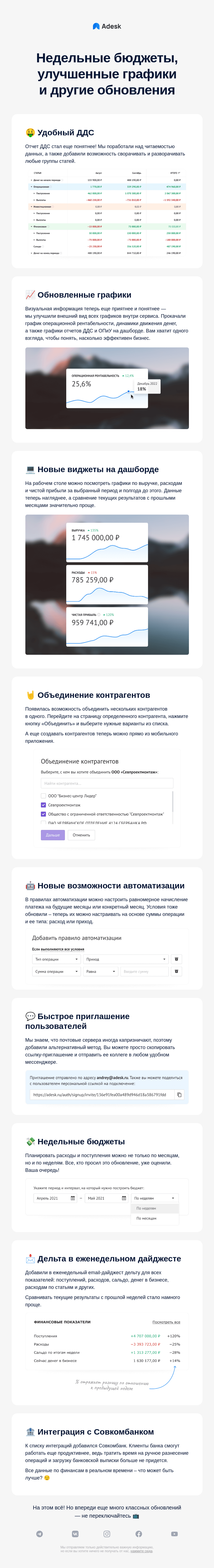 Письмо компании «Adesk» на тему «⚡️ Дайджест обновлений в Adesk»