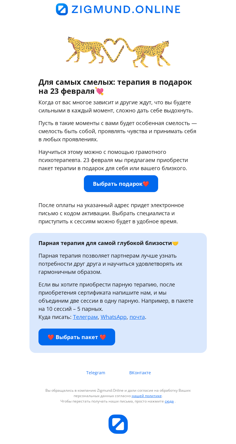Письмо компании «Zigmund.Online» на тему «Это важно услышать 23 февраля»