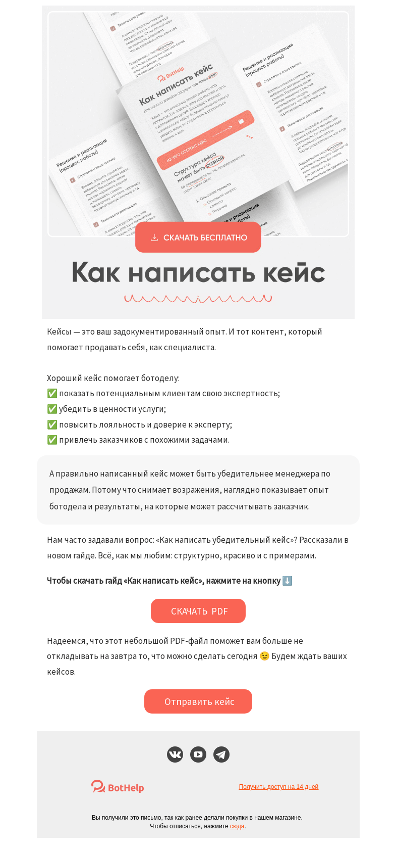 Письмо компании «BotHelp» на тему «💡 Как оформить кейс, который привлечёт клиентов»