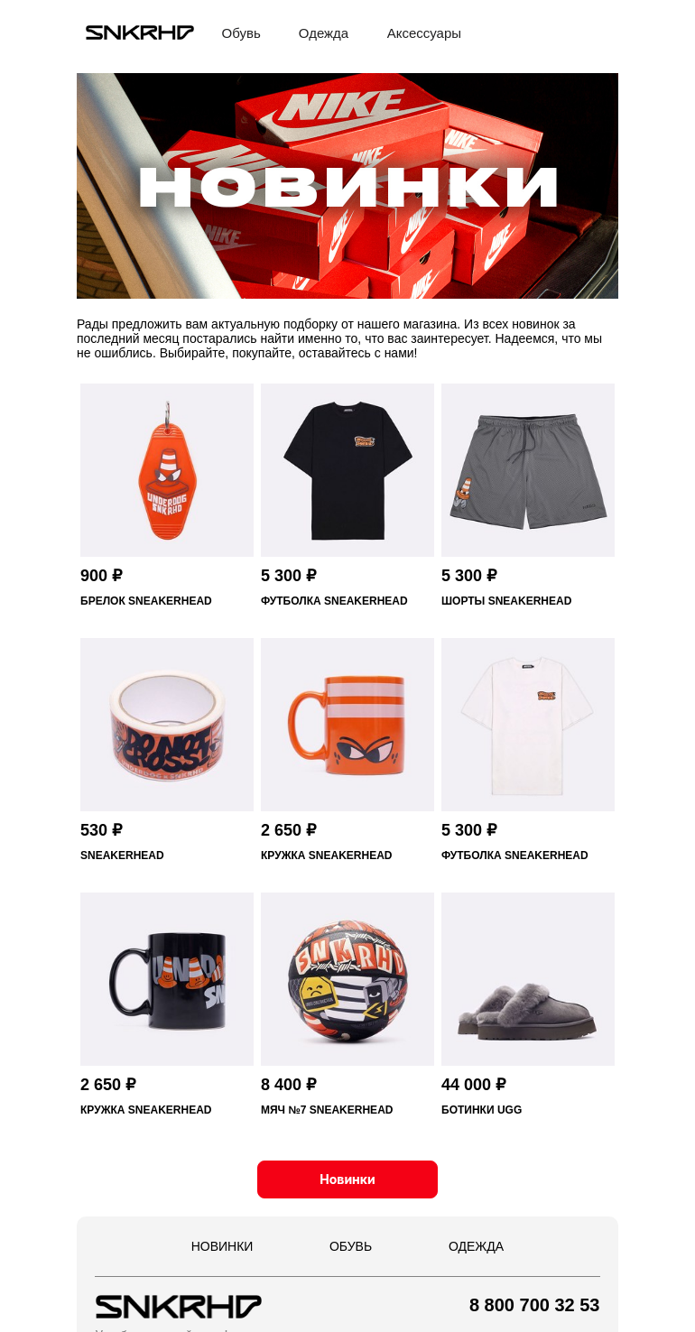 Письмо компании «Sneakerhead» на тему «Новые причины для шопинга»