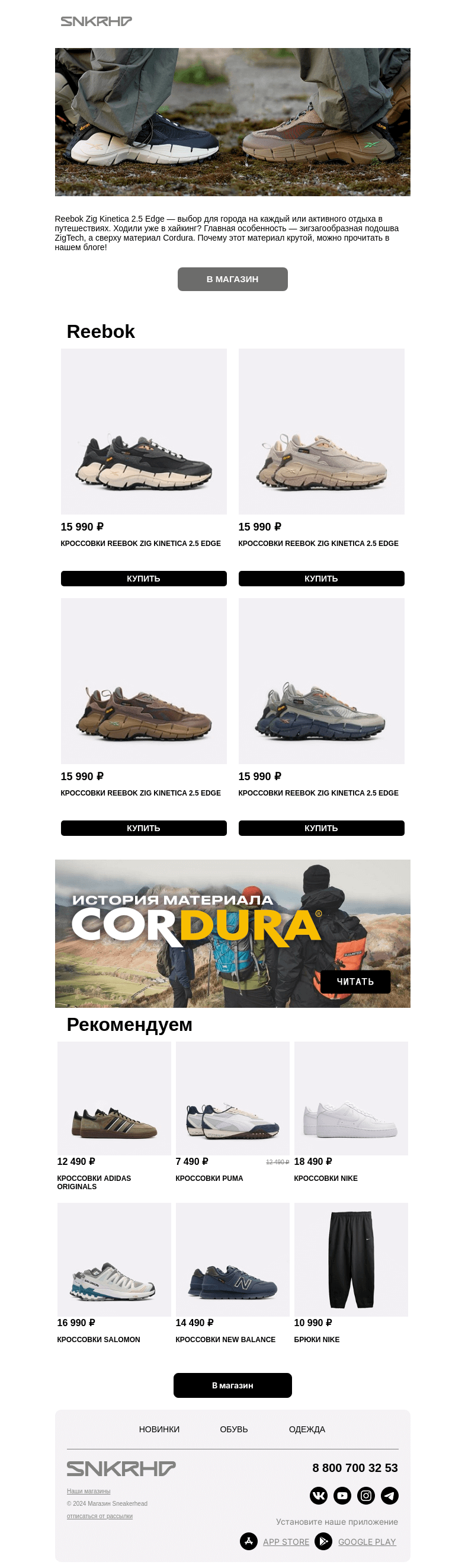 Письмо компании «Sneakerhead» на тему «Кроссовки Reebok на осень»