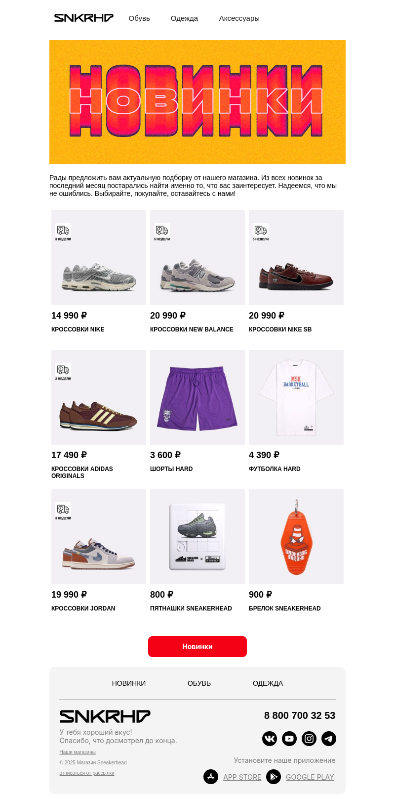 Письмо компании «Sneakerhead» на тему «Новые причины для шопинга»