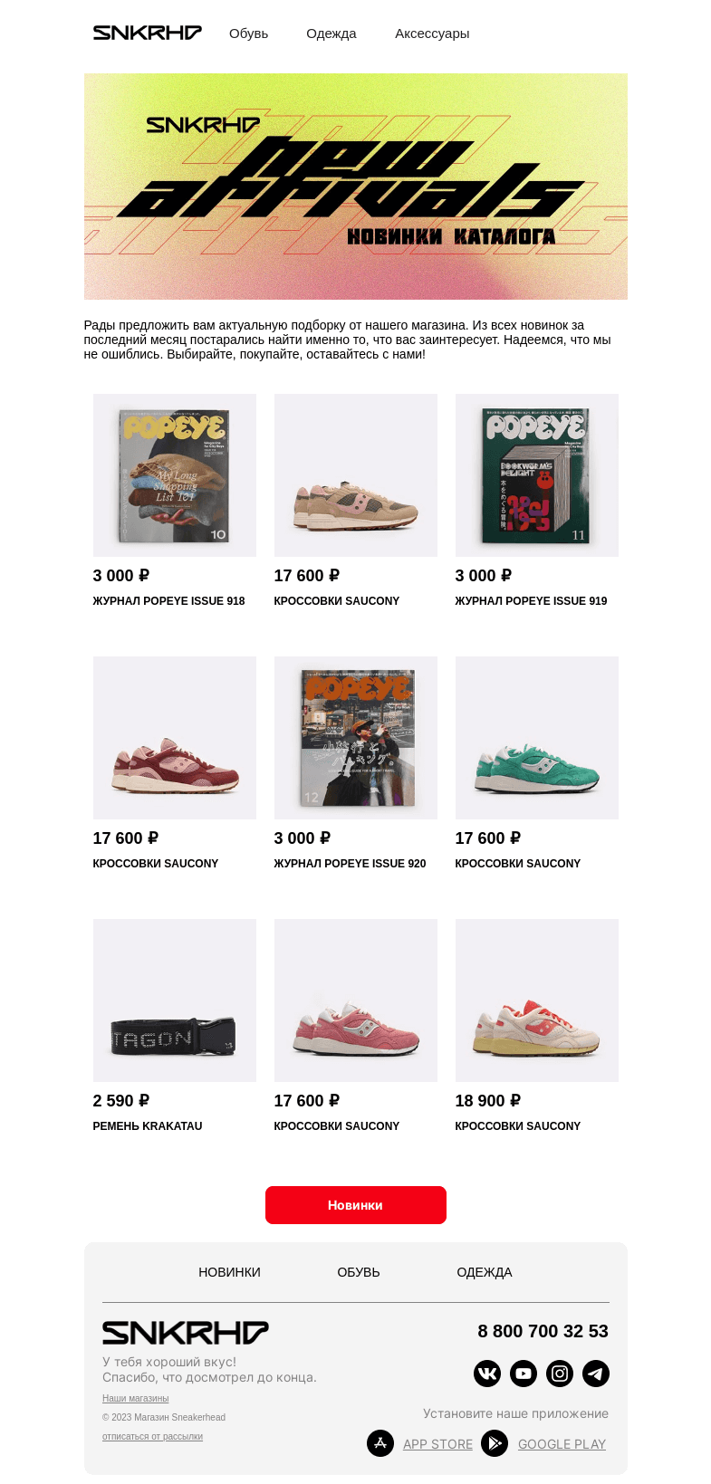 Письмо компании «Sneakerhead» на тему «Новые причины для шопинга»