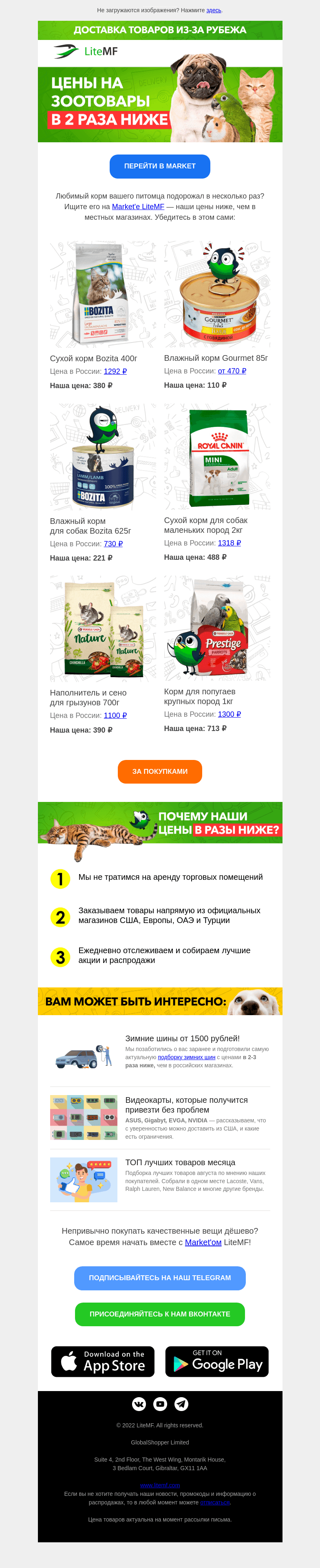 Письмо компании «LiteMF» на тему «😸 Порадуйте своего питомца!»