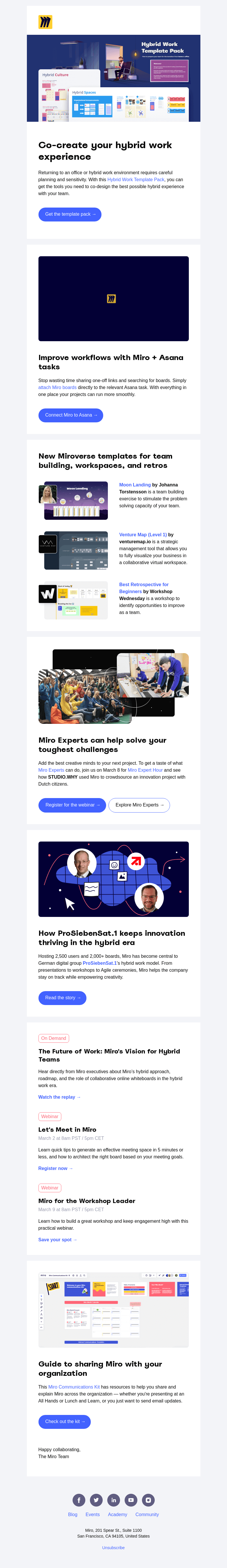 Письмо компании «Miro» на тему «New in February: Co-create, Build, and Improve»