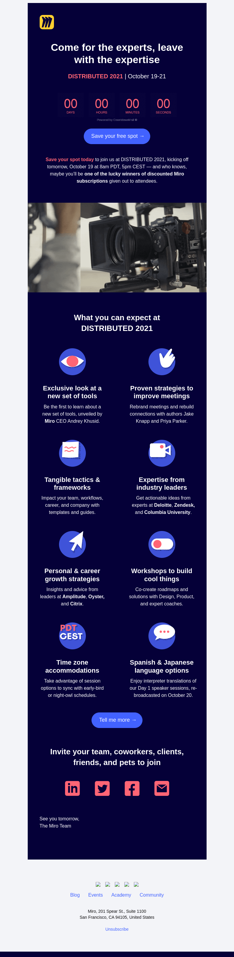 Письмо компании «Miro» на тему «Starting Tomorrow: Big Product News and Big Ideas 💡»