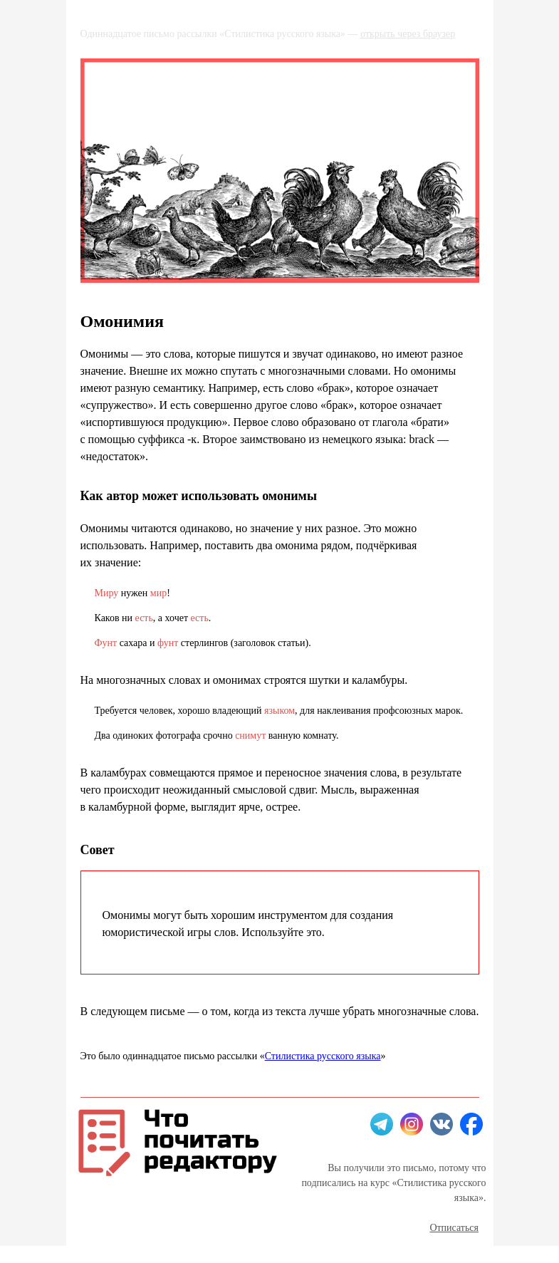 Письмо компании «Редактору.ру» на тему «11. Омонимия»