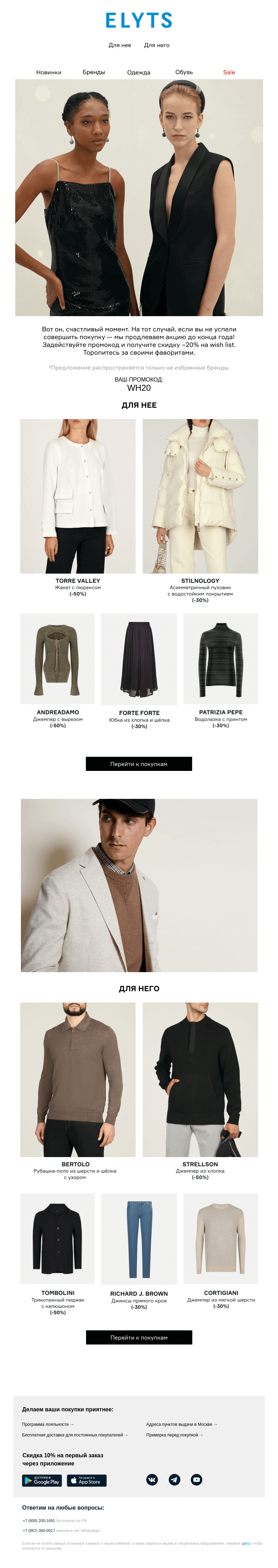 Письмо компании «ElytS» на тему «–20% на wish list»