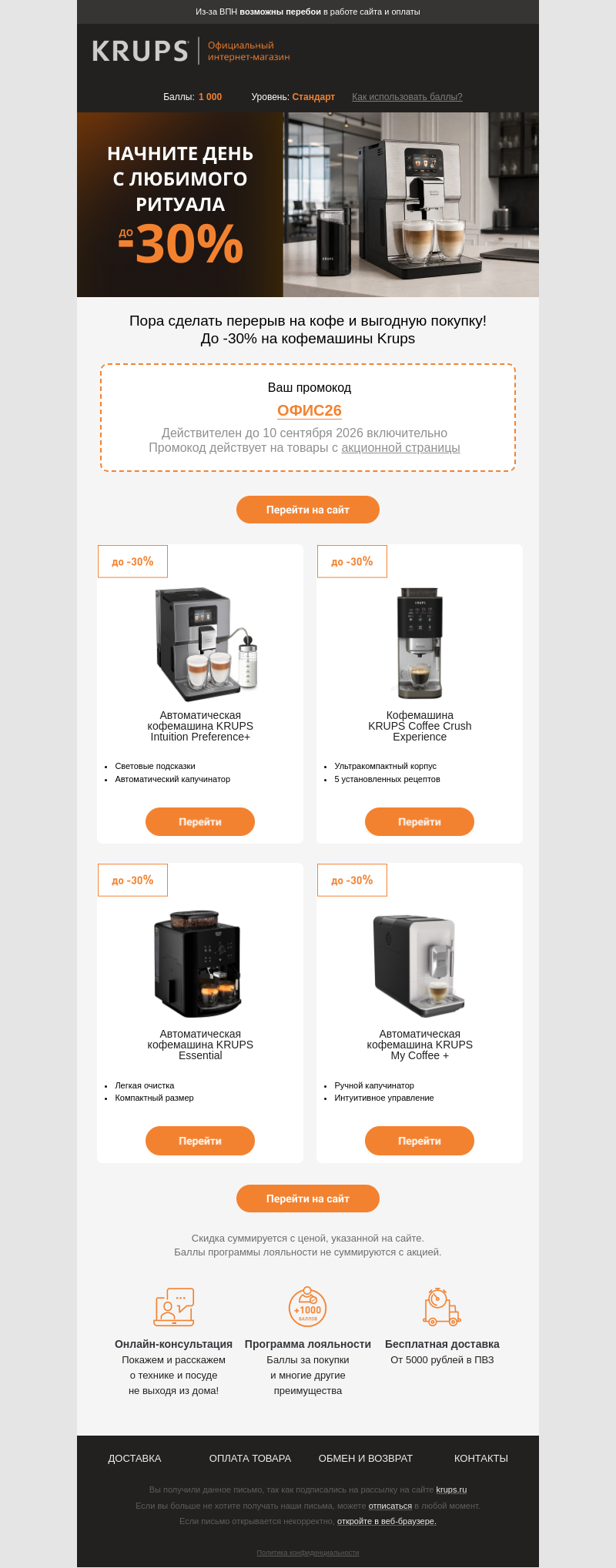 Письмо компании «Krups» на тему «Рабочее утро начинается с кофе ☕️»