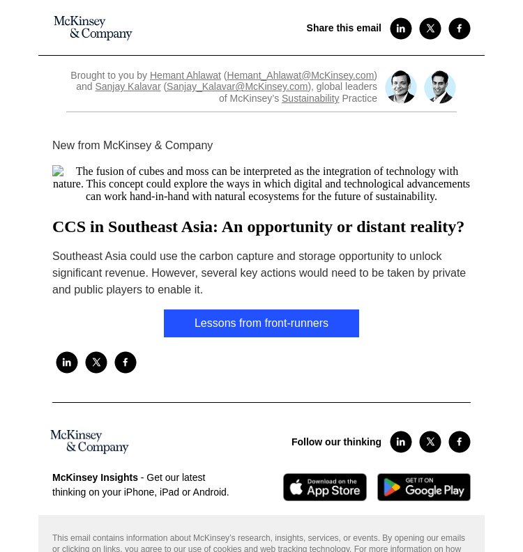 Письмо компании «McKinsey & Company» на тему «CCS in Southeast Asia: An opportunity or distant reality?»