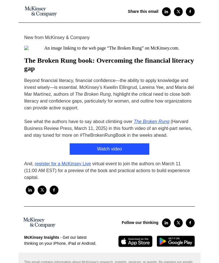 Письмо компании «McKinsey & Company» на тему «The importance of financial confidence»