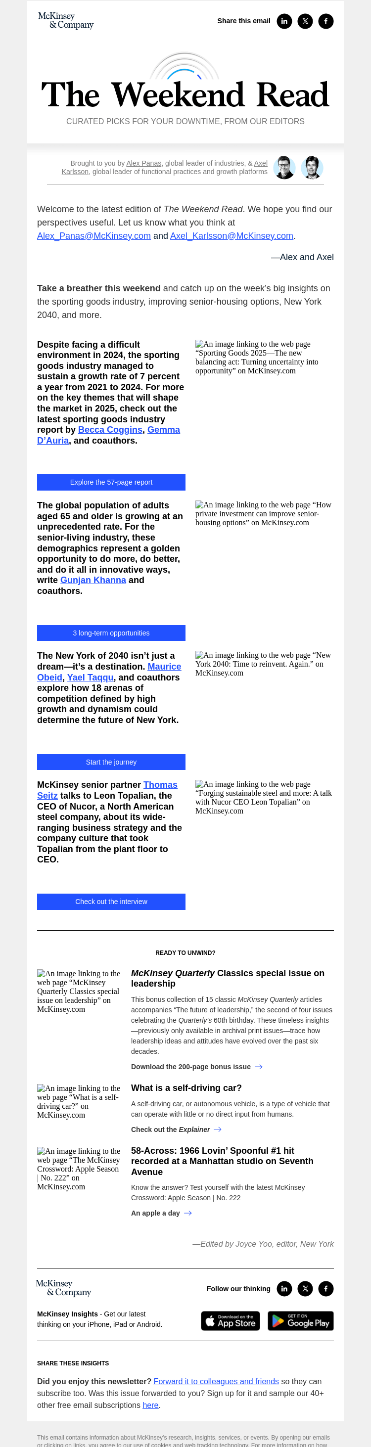 Письмо компании «McKinsey & Company» на тему «Why physical inactivity is an existential risk to the sporting
 goods industry»