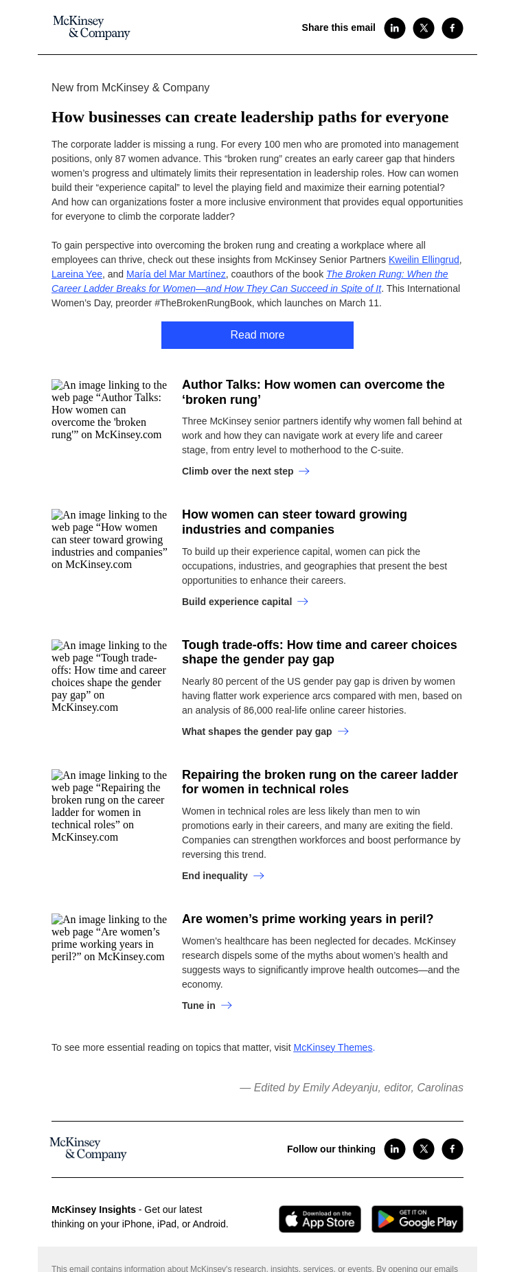 Письмо компании «McKinsey & Company» на тему «Why missing that first promotion proves costly over time»