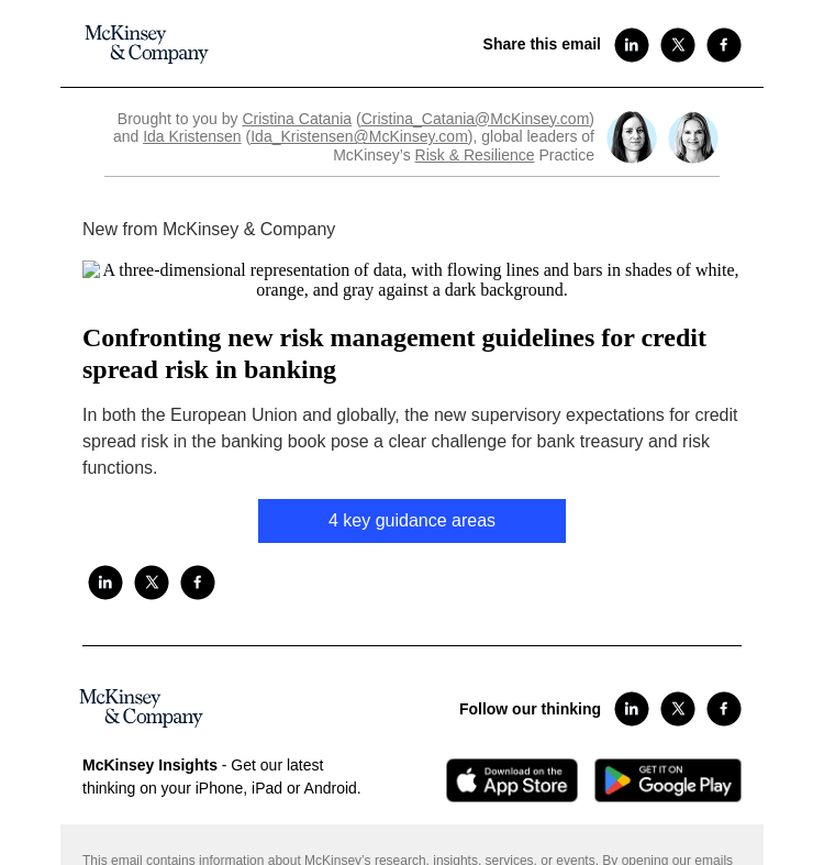 Письмо компании «McKinsey & Company» на тему «Confronting new risk management guidelines for credit spread risk
 in banking»